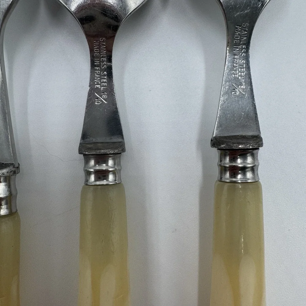 Jean Dubost BISTRO Professional Cutlery Ivory FRANCE Flatware 4 Soup  Spoons